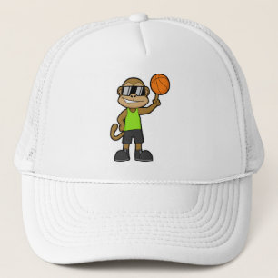 Monkey as Basketball player with Basketball ball Trucker Hat