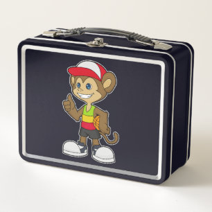 Monkey as Basketball player with Basketball Metal Lunch Box