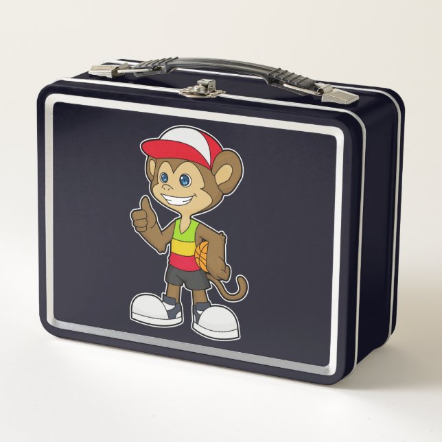 Monkey as Basketball player with Basketball Metal Lunch Box (Front)