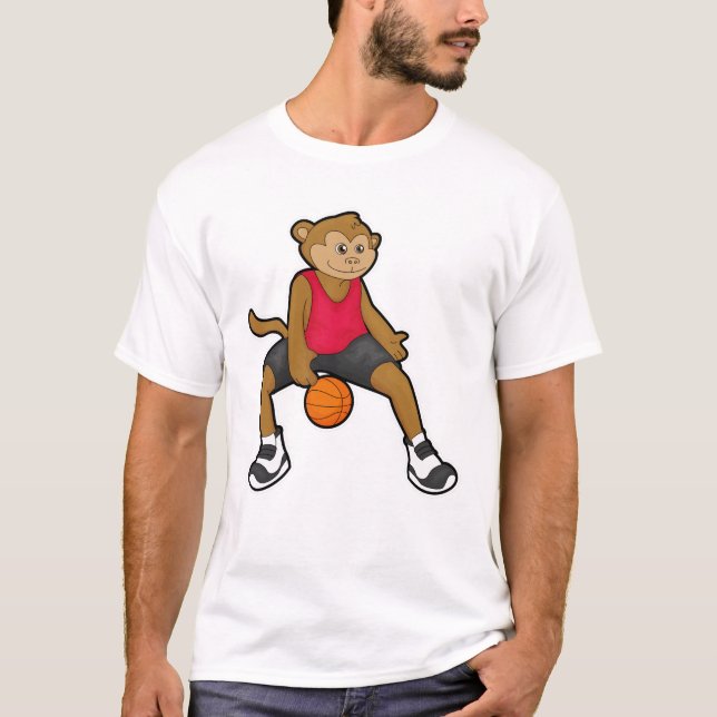 Monkey as Basketball player with Basketball T-Shirt (Front)