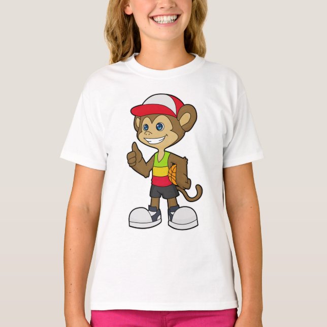 Monkey as Basketball player with Basketball T-Shirt (Front)