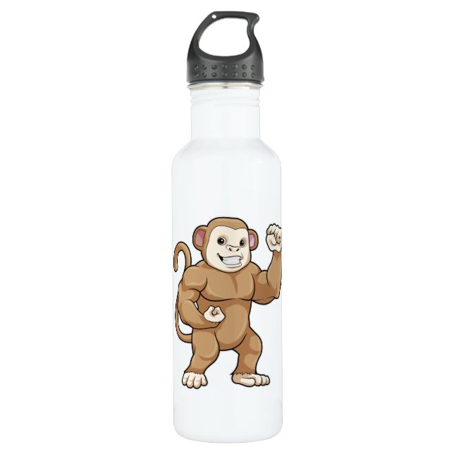 Monkey as Bodybuilder at Bodybuilding 710 Ml Water Bottle (Front)