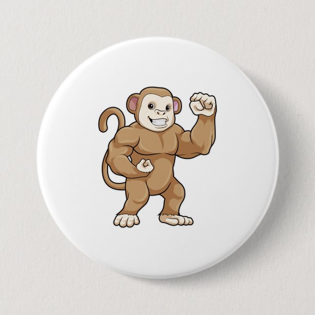 Monkey as Bodybuilder at Bodybuilding 7.5 Cm Round Badge (Front)