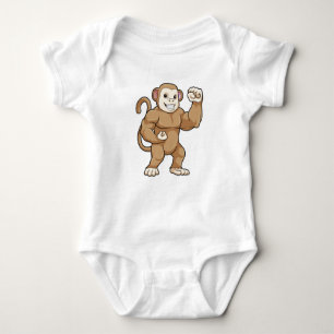 Monkey as Bodybuilder at Bodybuilding Baby Bodysuit
