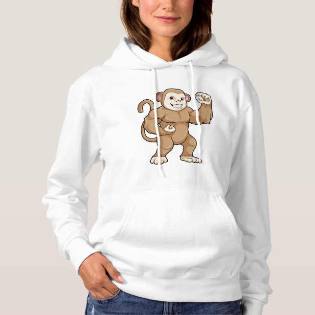 Monkey as Bodybuilder at Bodybuilding Hoodie (Front)