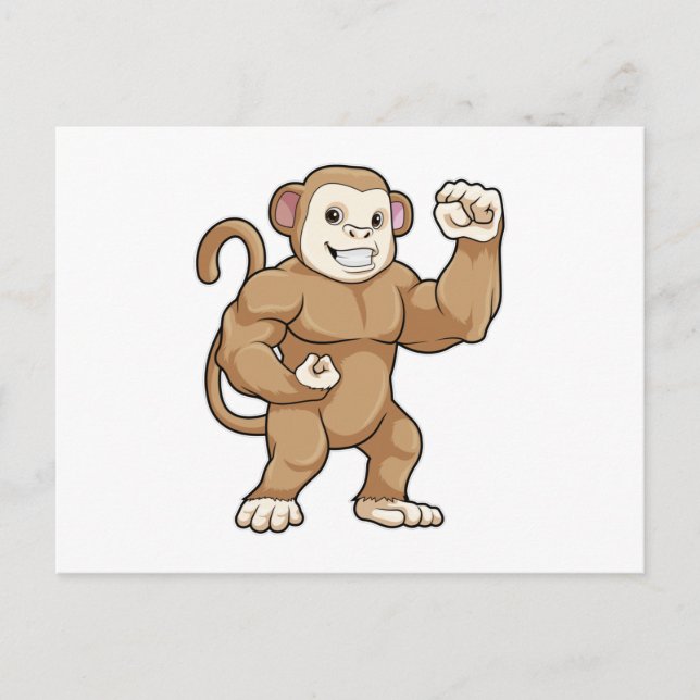 Monkey as Bodybuilder at Bodybuilding Postcard (Front)