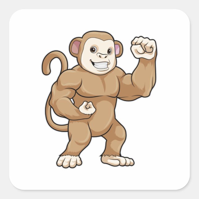 Monkey as Bodybuilder at Bodybuilding Square Sticker (Front)