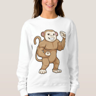 Monkey as Bodybuilder at Bodybuilding Sweatshirt