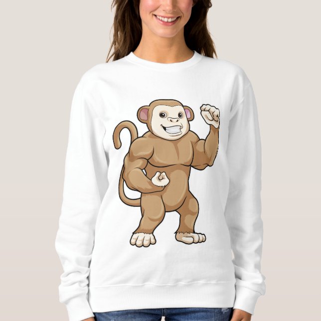 Monkey as Bodybuilder at Bodybuilding Sweatshirt (Front)