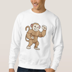 Monkey as Bodybuilder at Bodybuilding Sweatshirt