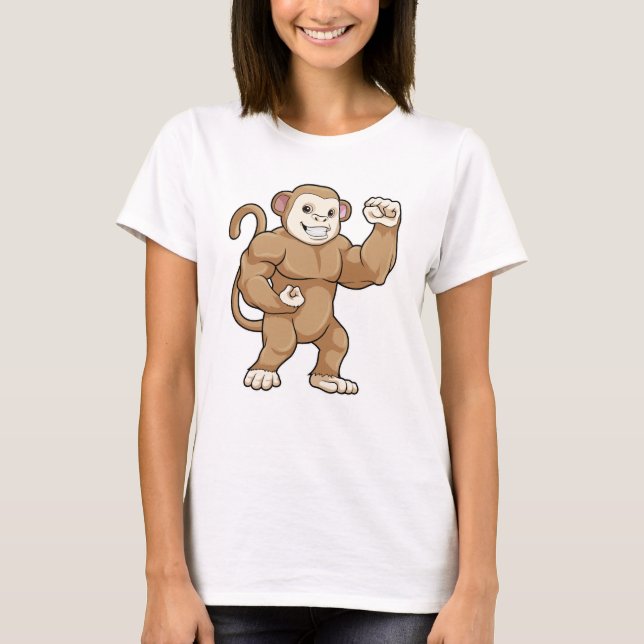 Monkey as Bodybuilder at Bodybuilding T-Shirt (Front)