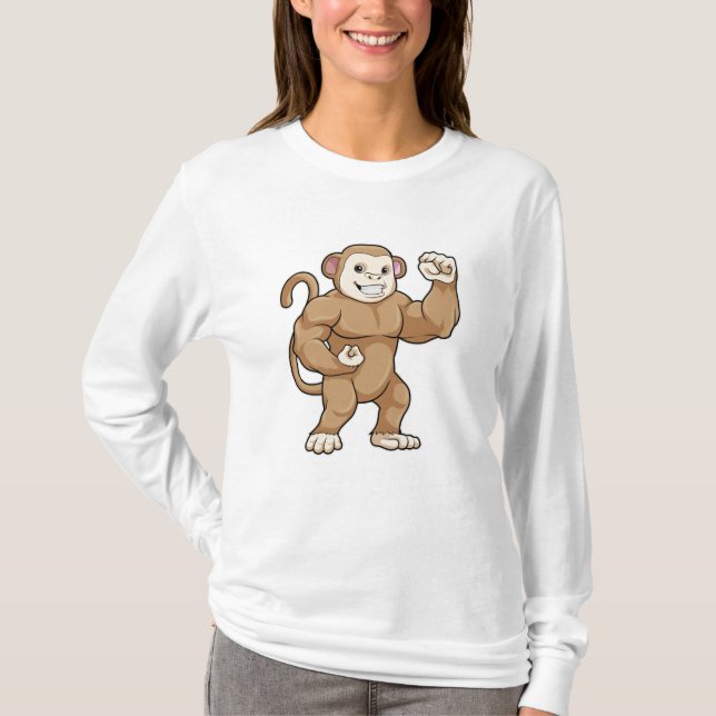 Monkey as Bodybuilder at Bodybuilding T-Shirt (Front)