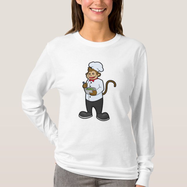 Monkey as Cook with Bowl T-Shirt (Front)