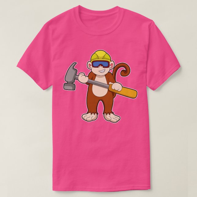 Monkey as Craftsman with Hammer T-Shirt (Design Front)