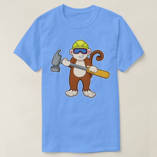 Monkey as Craftsman with Hammer T-Shirt (Design Front)