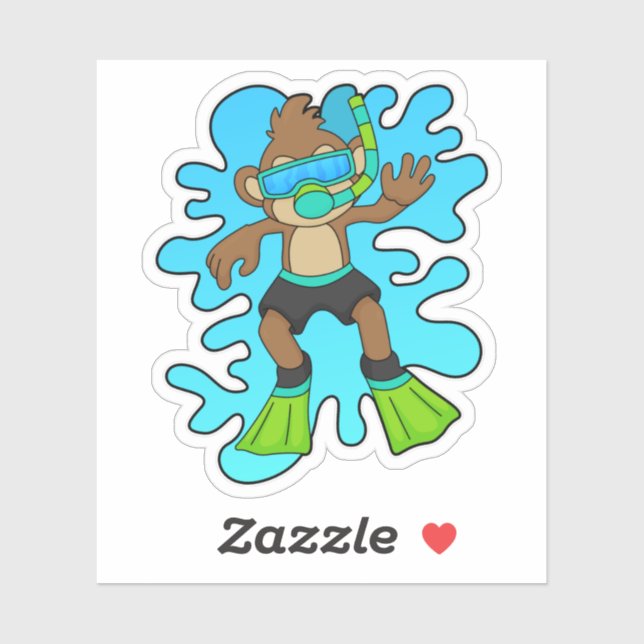 Monkey as Diver with Snorkel (Sheet)