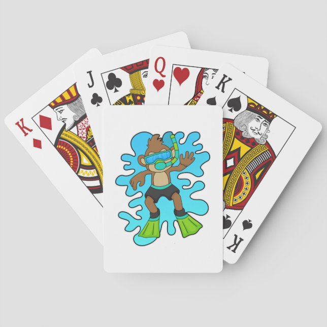 Monkey as Diver with Snorkel Playing Cards (Back)