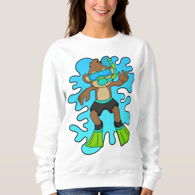 Monkey as Diver with Snorkel Sweatshirt (Front)
