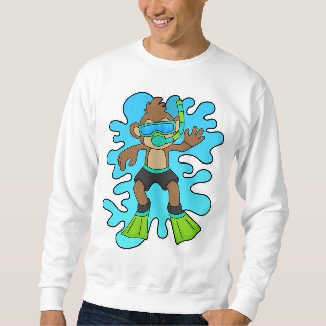 Monkey as Diver with Snorkel Sweatshirt (Front)