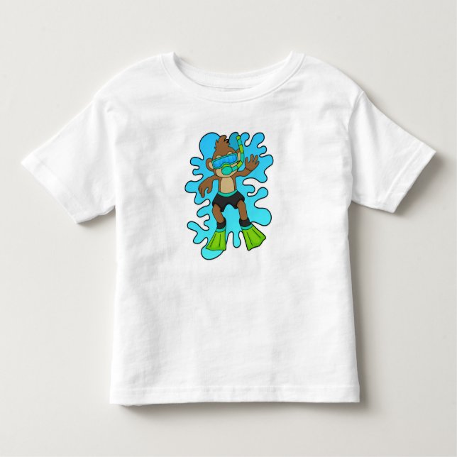 Monkey as Diver with Snorkel Toddler T-Shirt (Front)