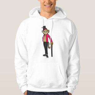 Monkey as Gentleman with Hat & Walking stick Hoodie