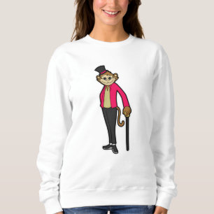Monkey as Gentleman with Hat & Walking stick Sweatshirt