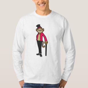 Monkey as Gentleman with Hat & Walking stick T-Shirt