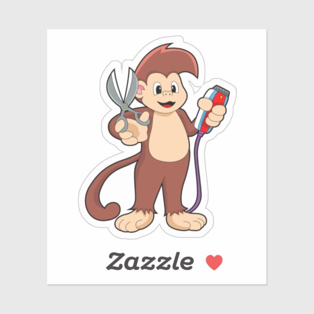 Monkey as Hairdresser with Scissors & Razor (Sheet)