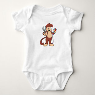 Monkey as Hairdresser with Scissors & Razor Baby Bodysuit