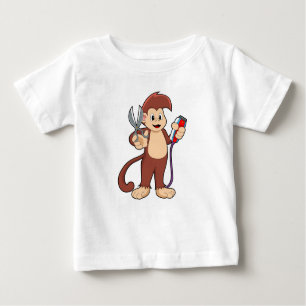 Monkey as Hairdresser with Scissors & Razor Baby T-Shirt