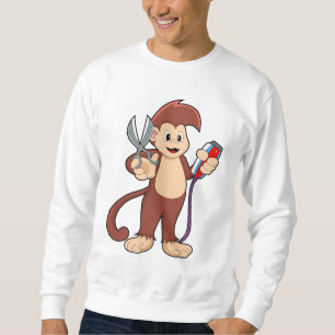 Monkey as Hairdresser with Scissors & Razor Sweatshirt