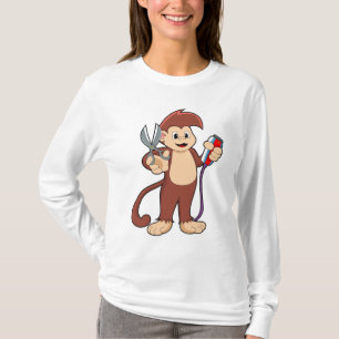 Monkey as Hairdresser with Scissors & Razor T-Shirt