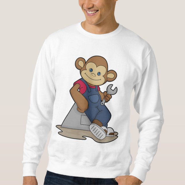 Monkey as Mechanic with Wrench Sweatshirt (Front)