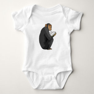 Monkey as Nerd with Book Baby Bodysuit