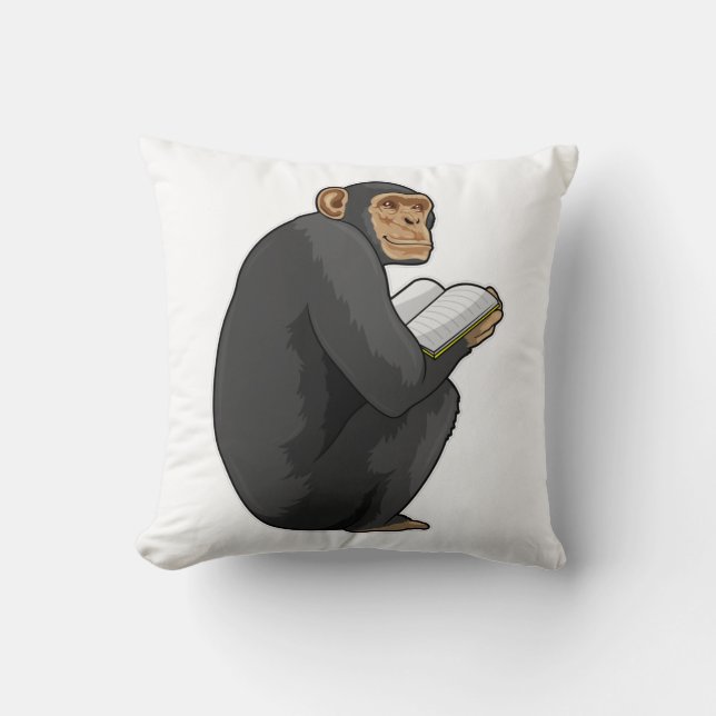 Monkey as Nerd with Book Cushion (Front)
