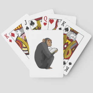 Monkey as Nerd with Book Playing Cards