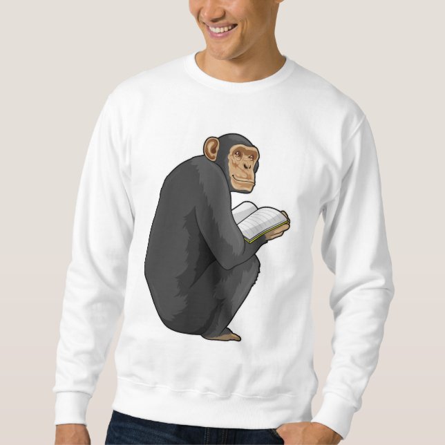 Monkey as Nerd with Book Sweatshirt (Front)