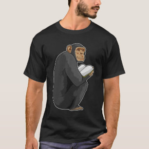 Monkey as Nerd with Book T-Shirt