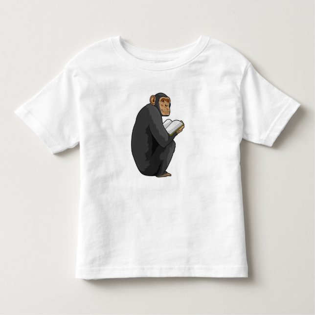 Monkey as Nerd with Book Toddler T-Shirt (Front)