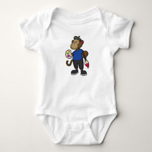 Monkey as Painter with Paint & Brush Baby Bodysuit