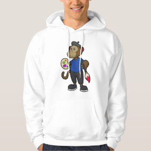 Monkey as Painter with Paint & Brush Hoodie