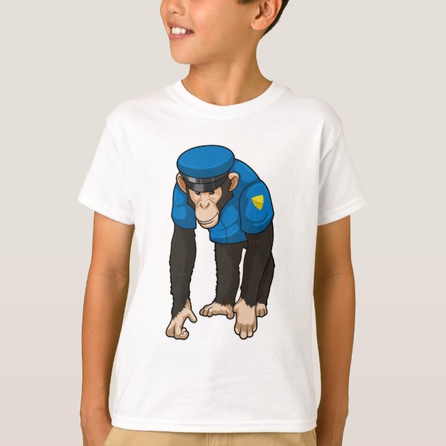 Monkey as Police officer with Uniform T-Shirt (Front)