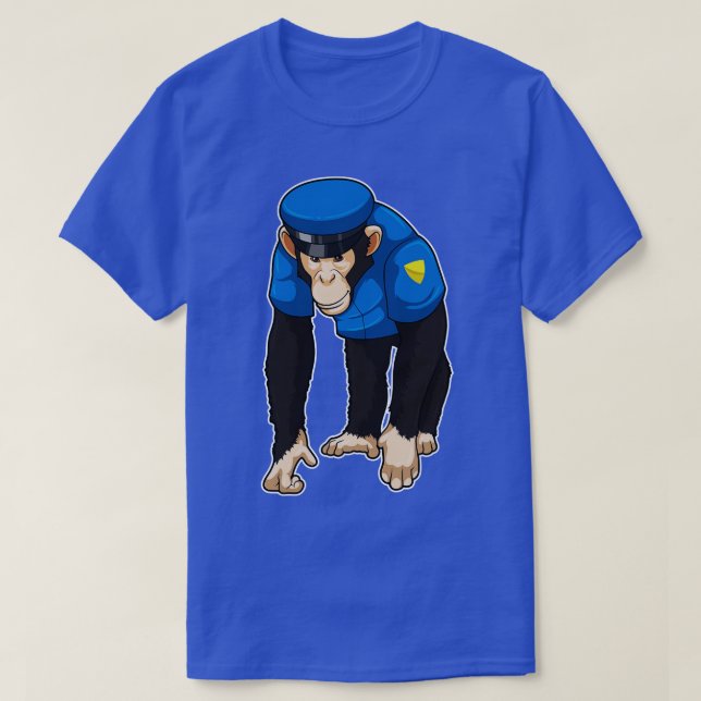 Monkey as Police officer with Uniform T-Shirt (Design Front)