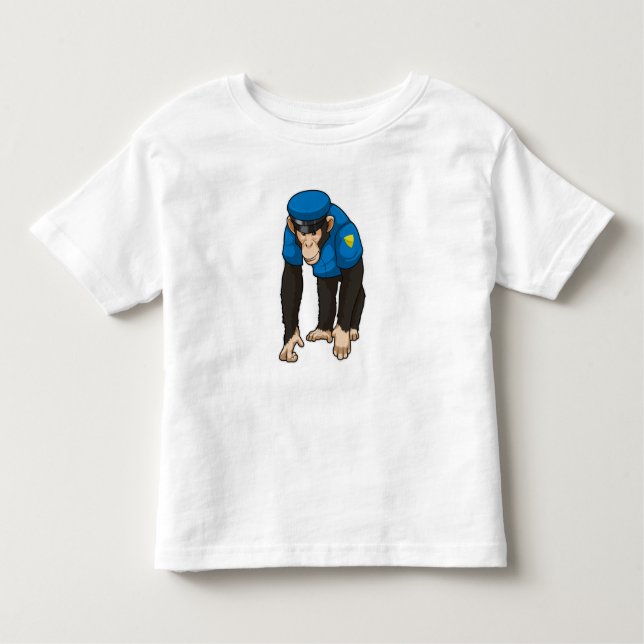 Monkey as Police officer with Uniform Toddler T-Shirt (Front)