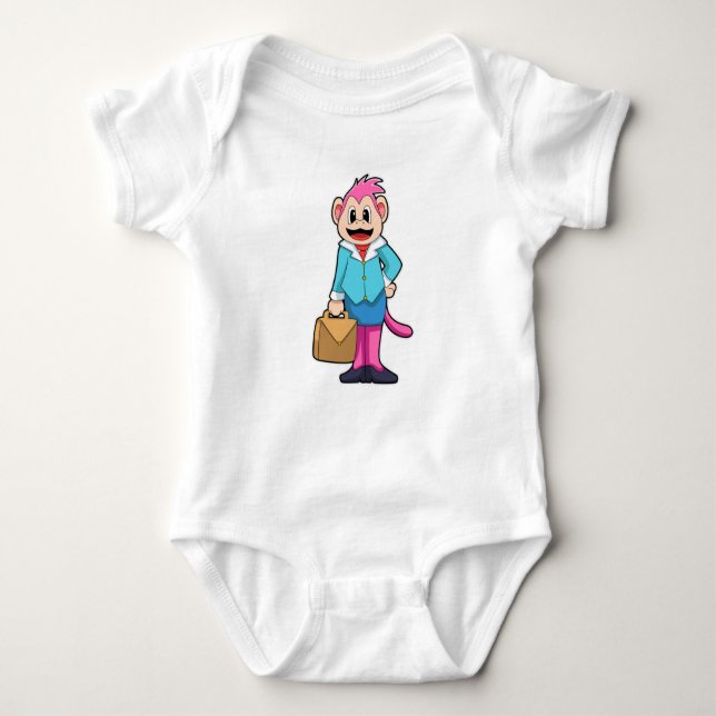 Monkey as Secretary with Bag Baby Bodysuit (Front)