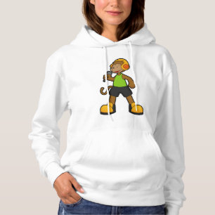 Monkey as Singer with Microphone & Headphone Hoodie