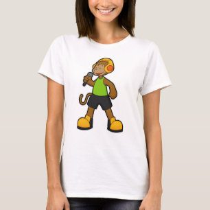 Monkey as Singer with Microphone & Headphone T-Shirt