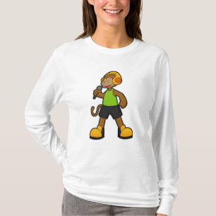 Monkey as Singer with Microphone & Headphone T-Shirt