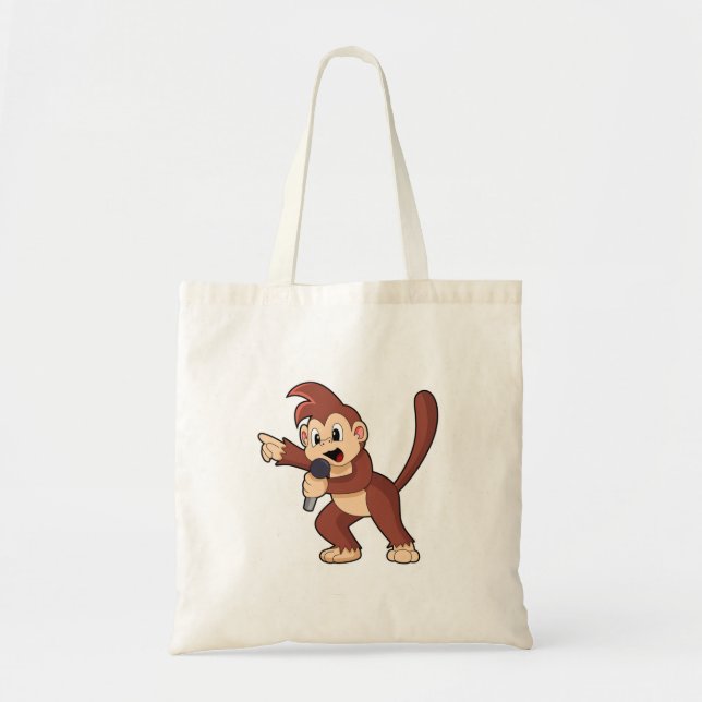 Monkey as Singer with Microphone.PNG Tote Bag (Front)