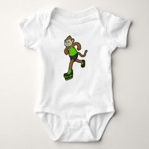 Monkey as Skater with Inline skates Baby Bodysuit